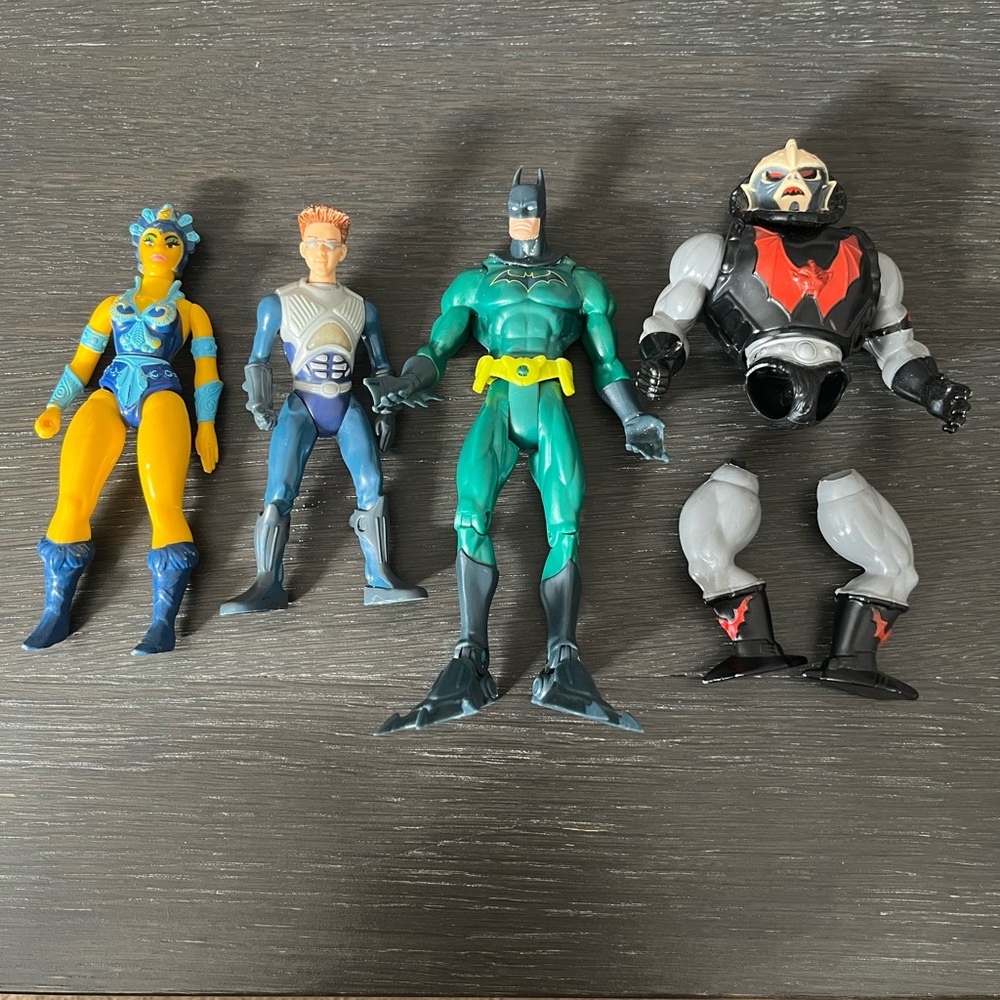 4 Vintage Action Figures Evil Lyn (MOTU), Shark Boy, Batman Scuba, Hordak